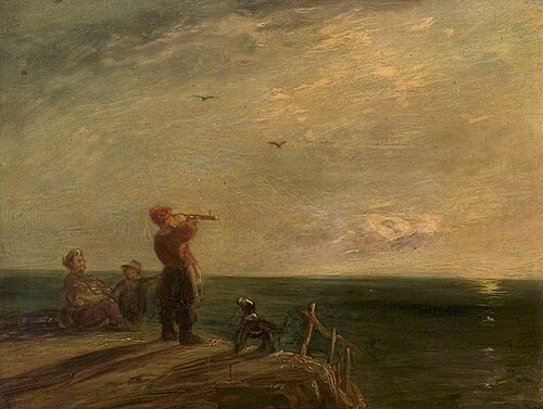 Seascape with Figures and Dog, Sunset, , William Collins