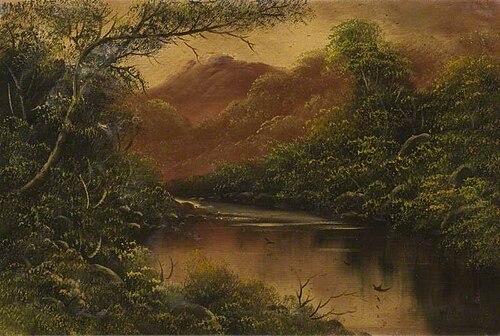 River Scene with Trees and Mountains, , William Collins