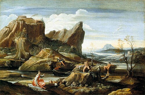 Landscape with Bathers, 1616, Antonio Carracci