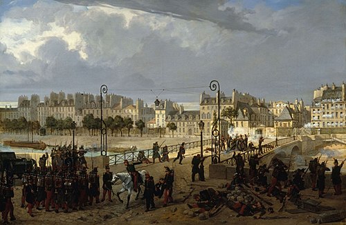 Scène d'émeute au pont de l'Archevêché, 1849, Philippe Chaperon