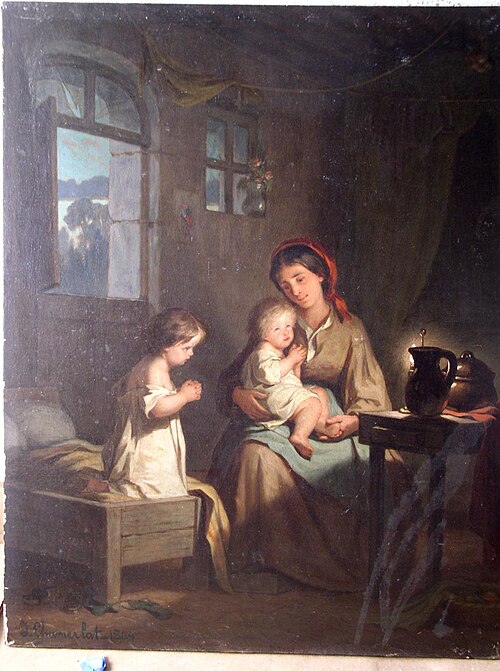 Mother and Children at Evening Prayer, 1864, Jules-Marc Chamerlat