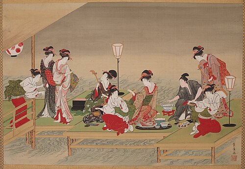 Summer Party on the Bank of the Kamo River, , Utagawa Toyohiro