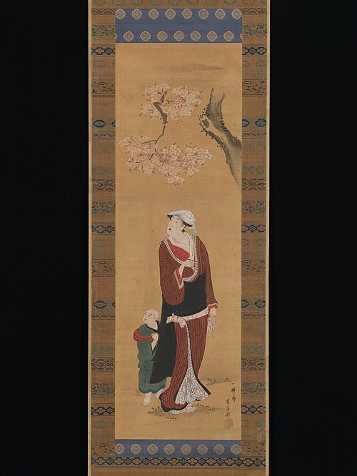 Woman and Child under a Cherry Tree, 1795, Utagawa Toyohiro