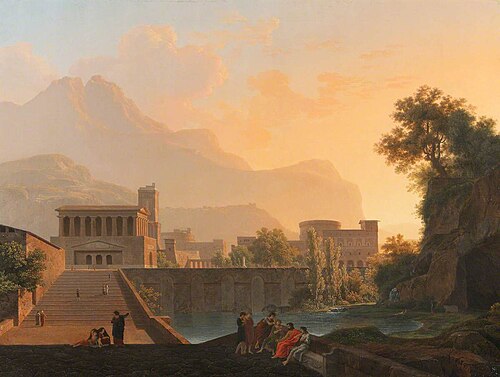 Classical Ruins at Sunset, 1800, Jean-Pierre Péquignot