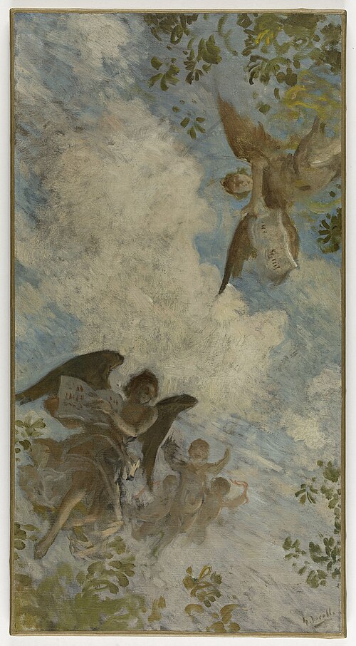 Esquisse pour le plafond de la bibliothèque de l'Hôtel de Ville de Paris : Génie des lettres., 1897, Henry Lerolle
