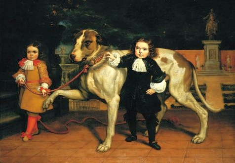 Dwarfs with a dog., 1670, Jan van Kessel le Jeune
