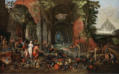Venus in the forge of Vulcan, , Jan van Kessel le Jeune