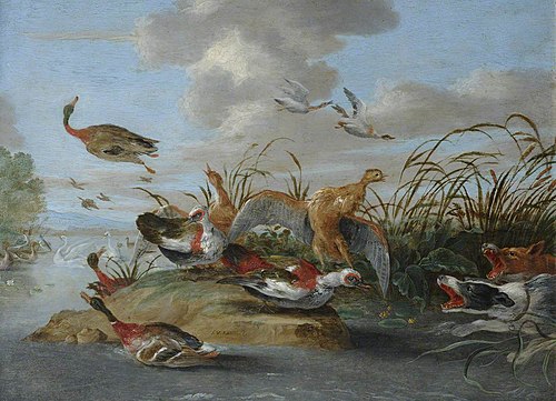 Waterfowl and Dogs, 1670, Jan van Kessel le Jeune