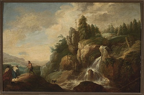Landscape at a waterfall, , Alexander Keirincx