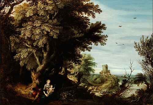 Landscape with the flight into Egypt, 1625, Alexander Keirincx
