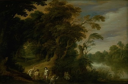 Wooded Landscape with Bathing Nymphs, 1635, Alexander Keirincx