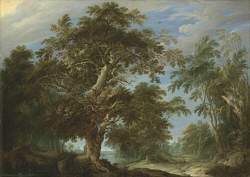 Oak forest with hunting scene, 1631, Alexander Keirincx