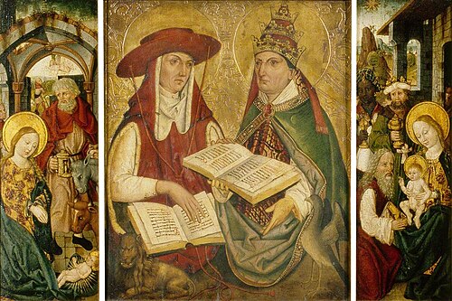 Triptych with the Nativity and Saints (outer panels), 1500, Michael Wolgemut