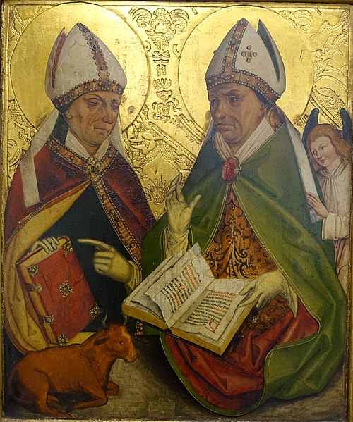 The church fathers Ambrose and Augustine, 1480, Michael Wolgemut