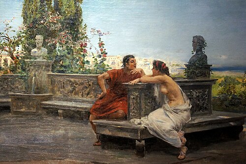 Enamorados en Pompeya., , Ulpiano Checa