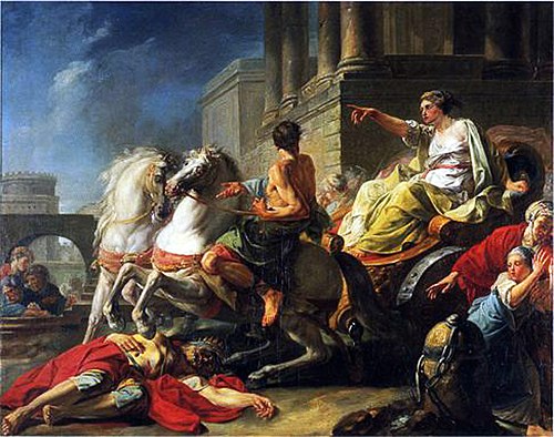 Tullia fait passer son char sur le corps de son père, 1765, Jean Bardin