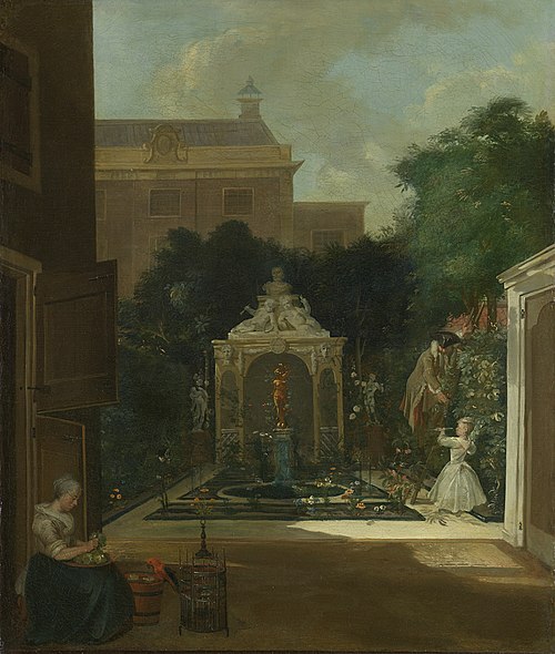 Le Jardin d'une maison à Amsterdam, 1740, Cornelis Troost