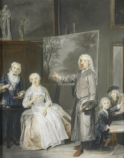 Dirck Dalens III with his second wife, daughter and two sons, 1746, Cornelis Troost