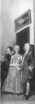 Triptiek voorstellende de boerenrechtbank uit het blijspel "Beslikte Swaantje" (rechterdeel van drie, 1727, Cornelis Troost