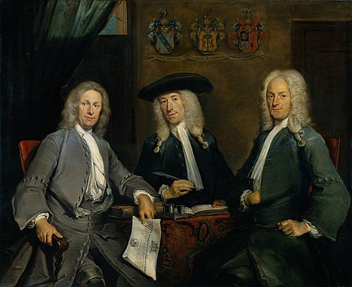 Three directors of the Amsterdam Surgeon's guild, 1731, Cornelis Troost
