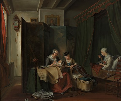 Dutch delivery room, 1741, Cornelis Troost