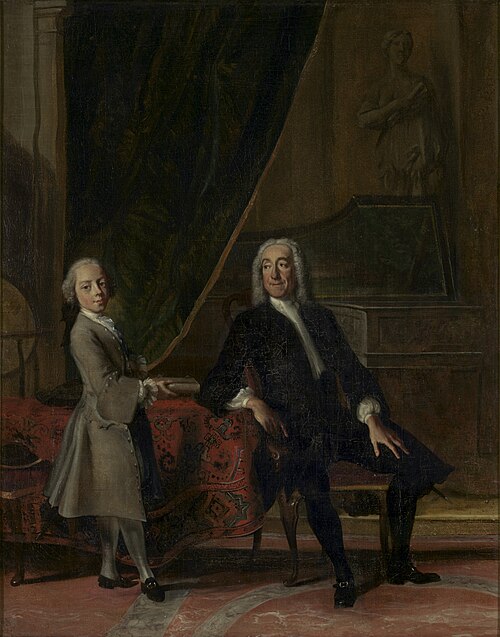 Portret van een onbekend heer met een jongen, , Cornelis Troost