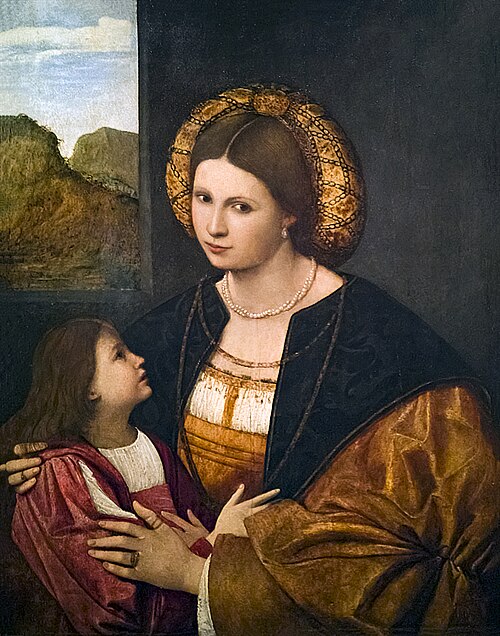 Portrait d'une dame de qualité avec son fils, , Bernardino Licinio