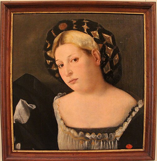 ritratto di dama acconciata col balzo, , Bernardino Licinio