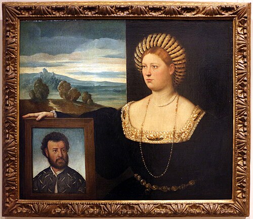ritratto di donna che regge l'effigie del defunto, 1525, Bernardino Licinio