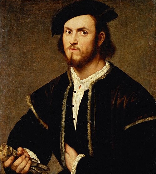 Bildnis eines jungen Mannes mit Barett und Handschuhen, 1522, Bernardino Licinio