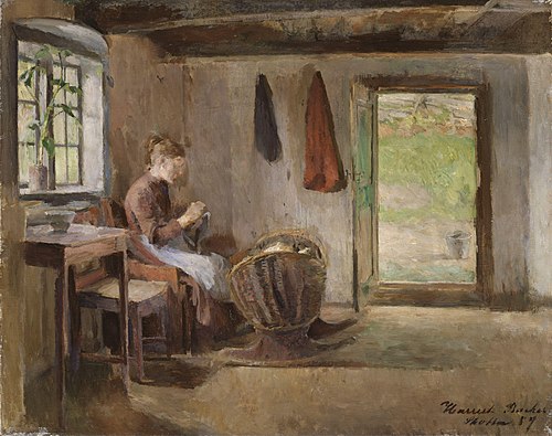 Farm Interior, Skotta in Bærum, 1887, Harriet Backer