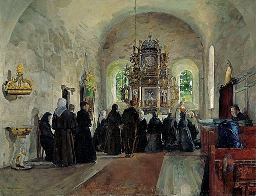 The Holy Communion celebrated in Stange Church, 1903, Harriet Backer