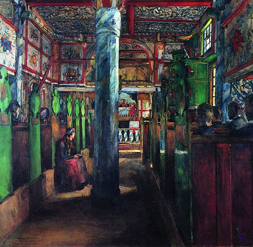 Interior from Uvdal Stave Church, 1909, Harriet Backer