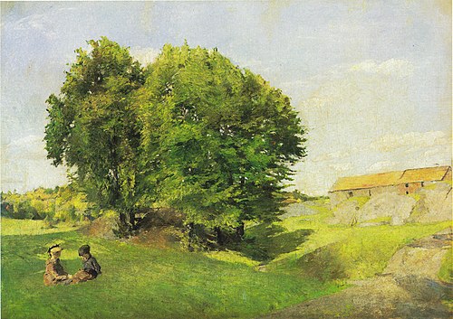 Two children and a group of trees, 1885, Harriet Backer