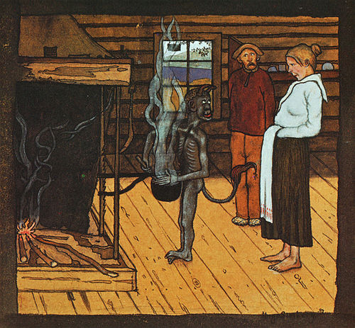 The Poor Devil by the Fire ; The Devil by the Pot, 1897, Hugo Simberg