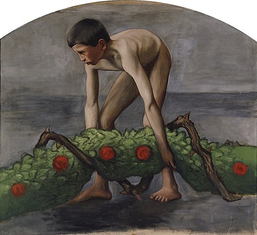 Garland Bearer ; Boy Carrying the Garland of Life, 1905, Hugo Simberg