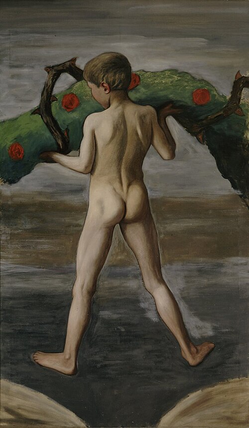 Garland Bearer ; Boy Carrying the Garland of Life, 1905, Hugo Simberg