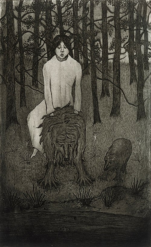 Käärme ja mallikokeiluja, harjoitelma, 1904, Hugo Simberg