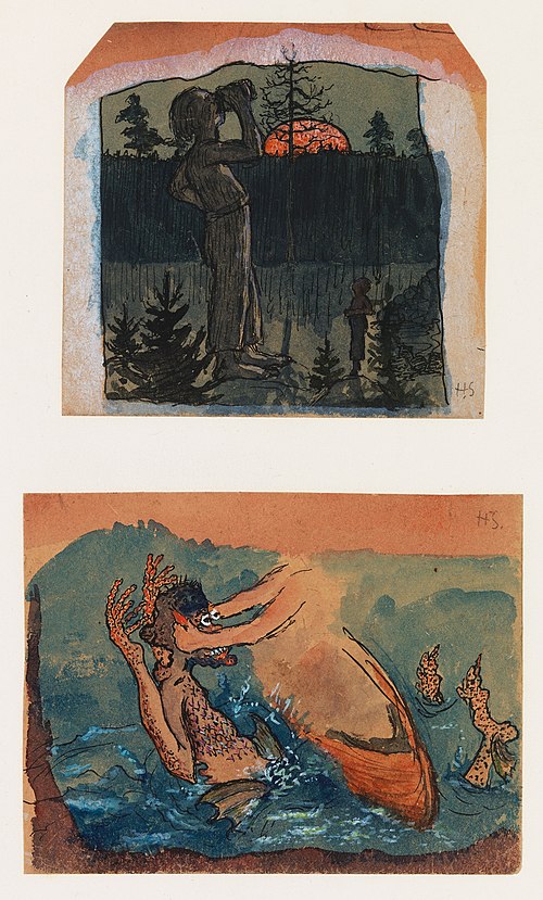 Fantasy 1. A Giant Drinking 2. Ikiturso, , Hugo Simberg