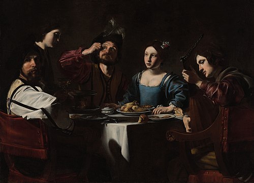 Banquet Scene with a Lute Player, 1625, Nicolas Tournier