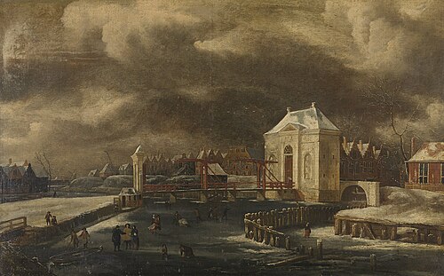 The Heiligewegspoort in Amsterdam in Winter, 1670, Jan van Kessel