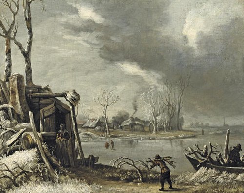 Winter landscape with a wood-gatherer, 1668, Jan van Kessel