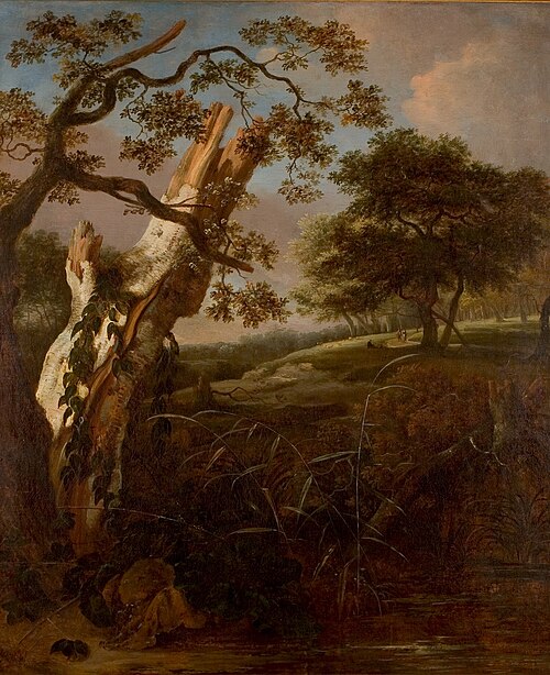 Birkenstamm in hügeliger Landschaft, , Jan van Kessel