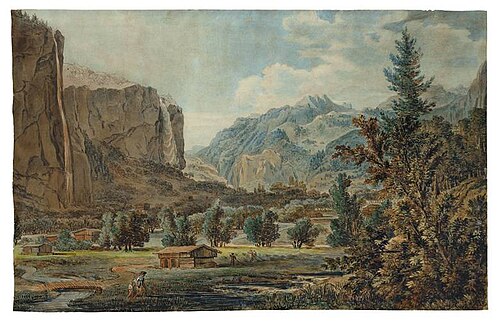 Lauterbrunnental nach Norden, 1794, Joseph Anton Koch