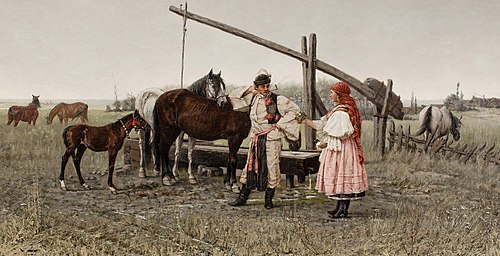 Meeting by a well, 1885, Jaroslav Věšín