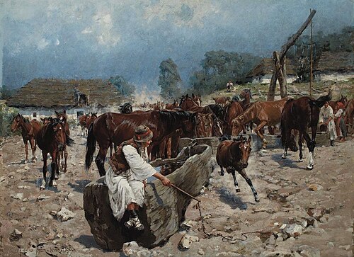The watering trough, 1896, Jaroslav Věšín