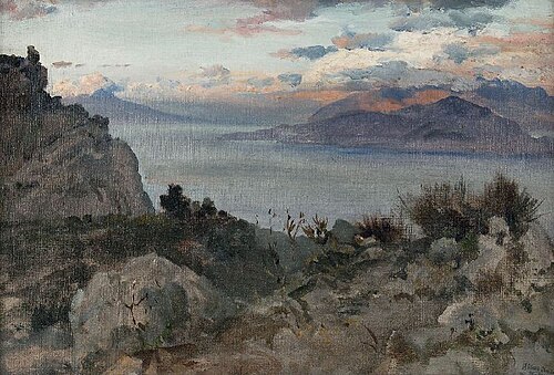 Mediterrane Küstenlandschaft, 1860, Albert Hertel