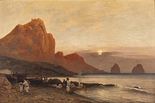 Capri with Italian fishermen, 1870, Albert Hertel