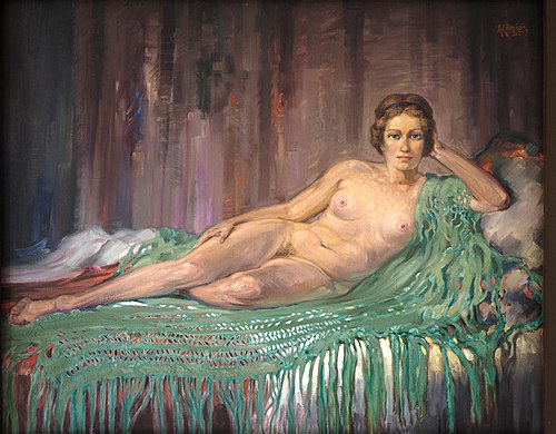 Liegender Akt mit grüner Decke, , Albert König