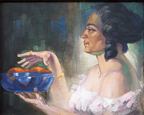 Frau mit blauer Schale (Dorothea König im Profil), 1920, Albert König